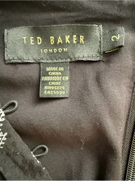 Ted Baker Black & White Mixed Paisley Midi Dress Size 2 Boho Designer Occasion - Picture 4 of 16